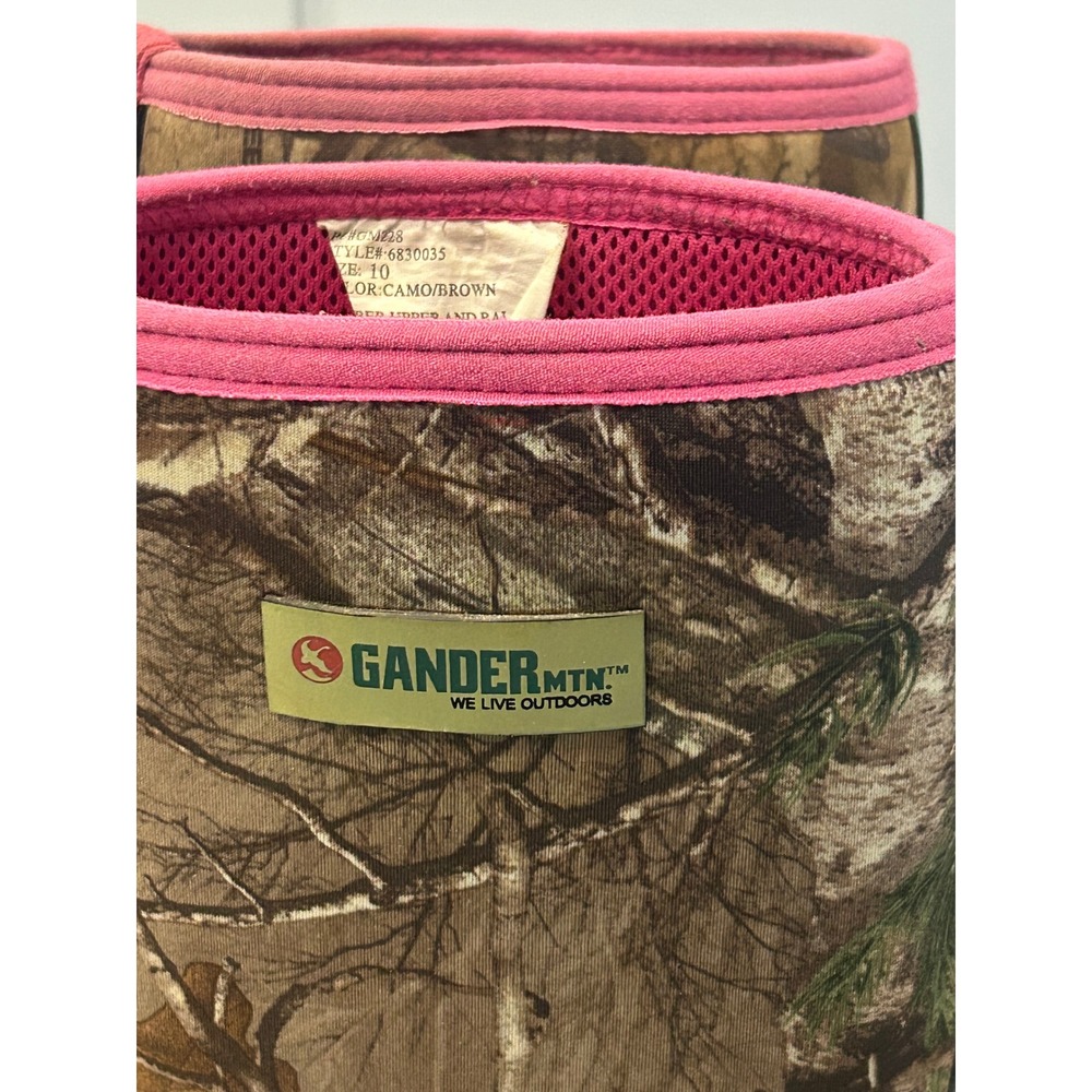 Gander Mountain Womens Camo Rubber Hunting Boots Brown Pink Size 10 6830035 - Picture 3 of 8